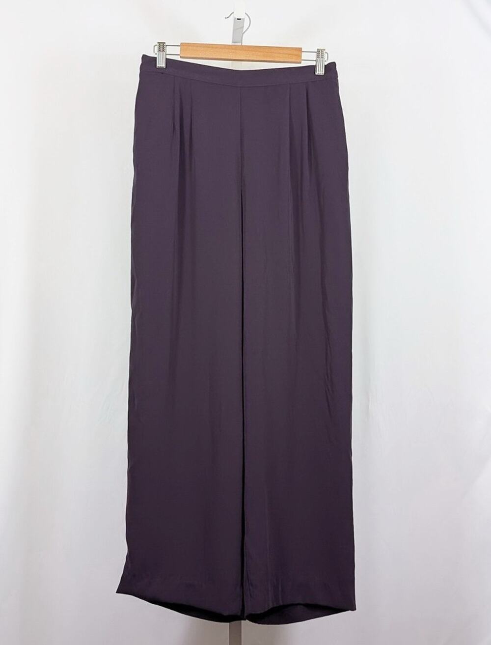 Vintage 90s Pants Purple Pleated Waist Wide Legs Women's Size L